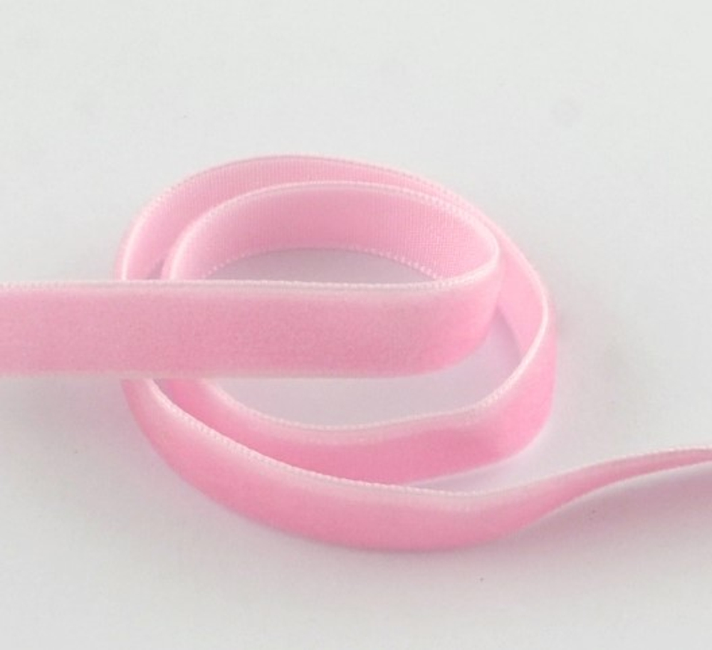 К342-р Лента бархатная 10мм розовая, метр