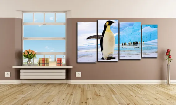 Модульная картина "Пингвин на льду"