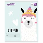 Тетрадь 12 л. ЮНЛАНДИЯ линия, обложка картон, "МОДНАЯ ЛАМА", 105632