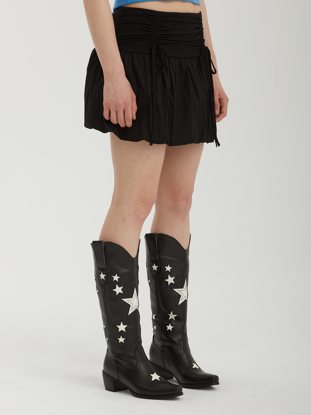 Юбка Black Puff Mini With Ruching At The Waistband
