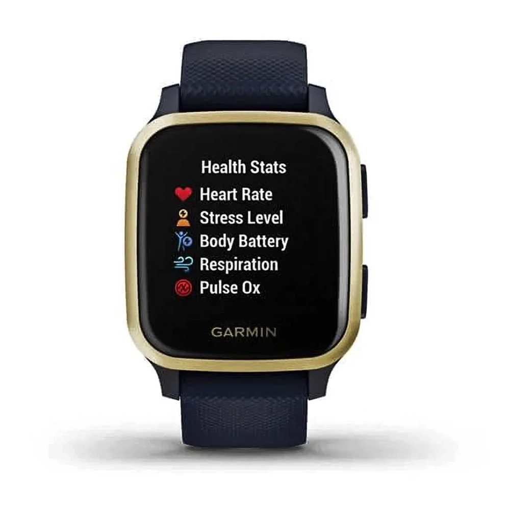 Смарт-часы Garmin Venu Sq Music Edition темно-синий с золотистым алюминиевым безелем 010-02426-12