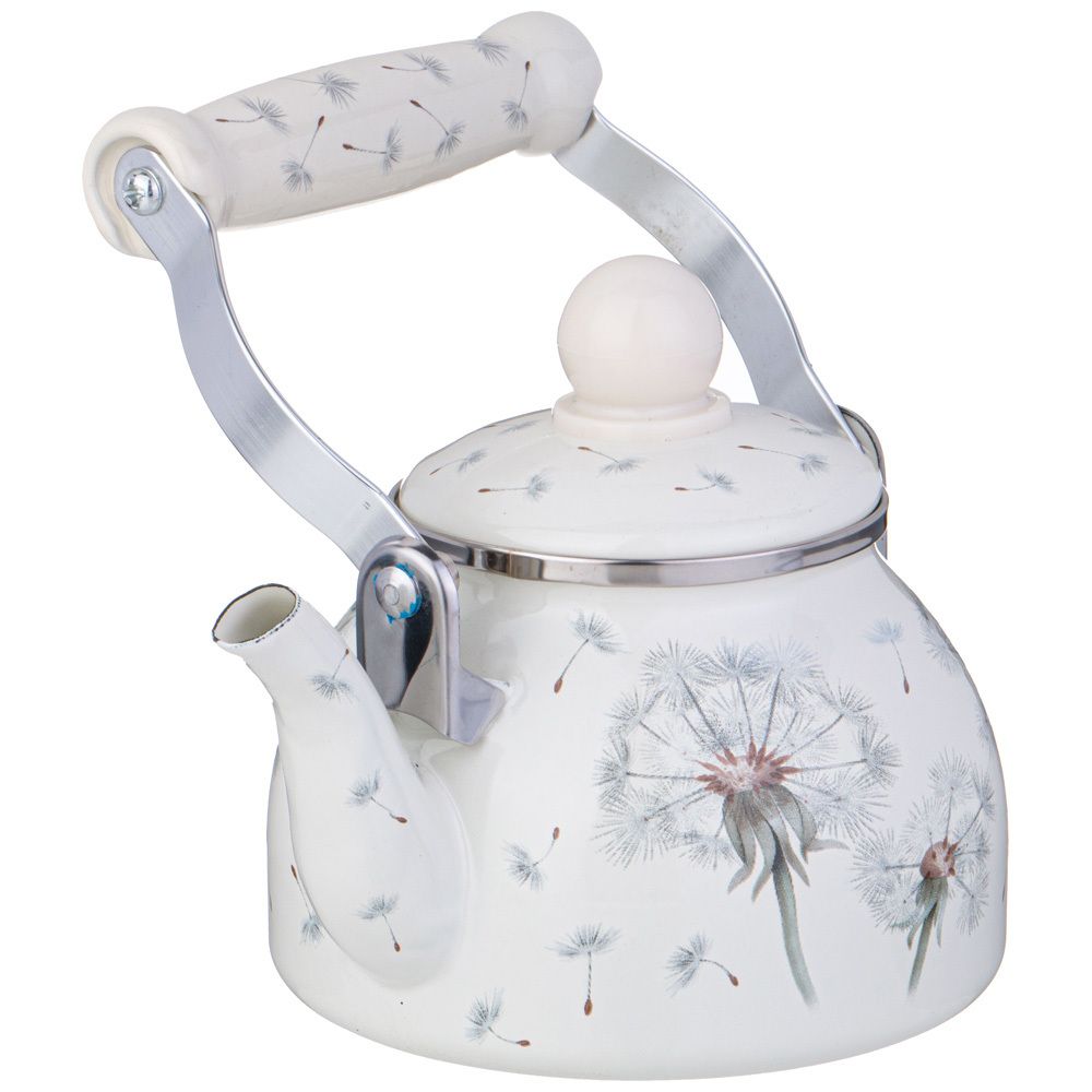 ЧАЙНИК AGNESS ЭМАЛИРОВАННЫЙ СО СЪЕМНЫМ ФИЛЬТРОМ ИЗ НЖС СЕРИЯ "DANDELION", 0,85 Л