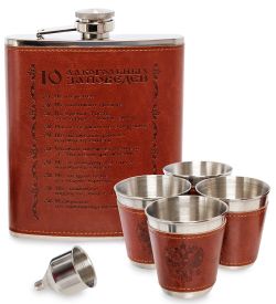 GT-13 Подарочный набор фляжка 500 мл со стопками «10 алкогольных заповедей»