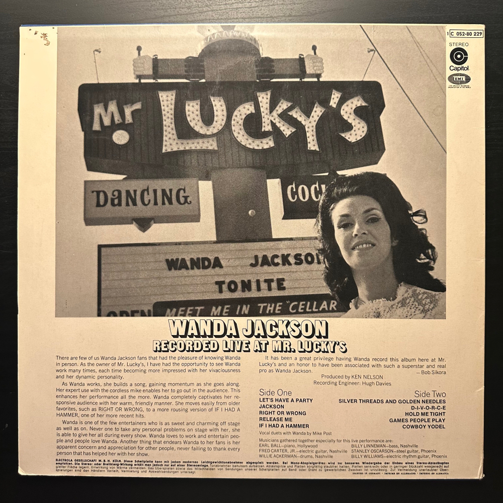 Wanda Jackson - In Person Recorded At "Mr Lucky's" In Phoenix, Arizona (Германия 1969г.)