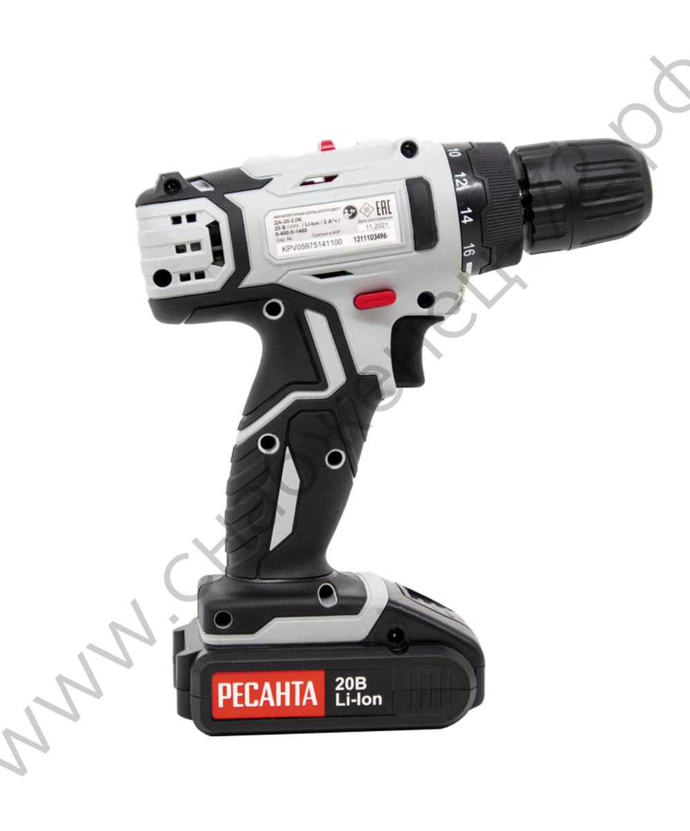 Дрель-шуруповерт аккумуляторная Ресанта ДА-20-2ЛК (2,0 А/ч)