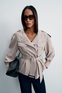Тренч TEONA укороченный, бежевый