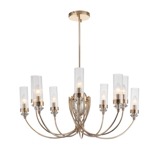 SL1402.203.10 Люстра подвесная ST-Luce Латунь/Прозрачный  E14*8 40W Elegra