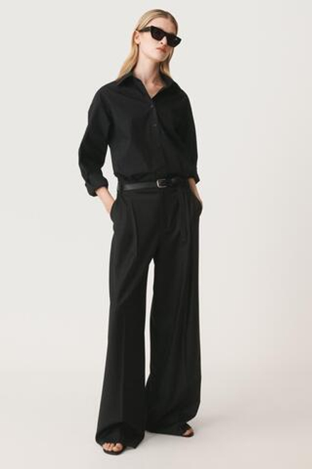 ZARA БРЮКИ ИЗ СМЕСОВОЙ ШЕРСТИ С ЗАЩИПАМИ — 50TH ANNIVERSARY, ЧЕРНЫЙ