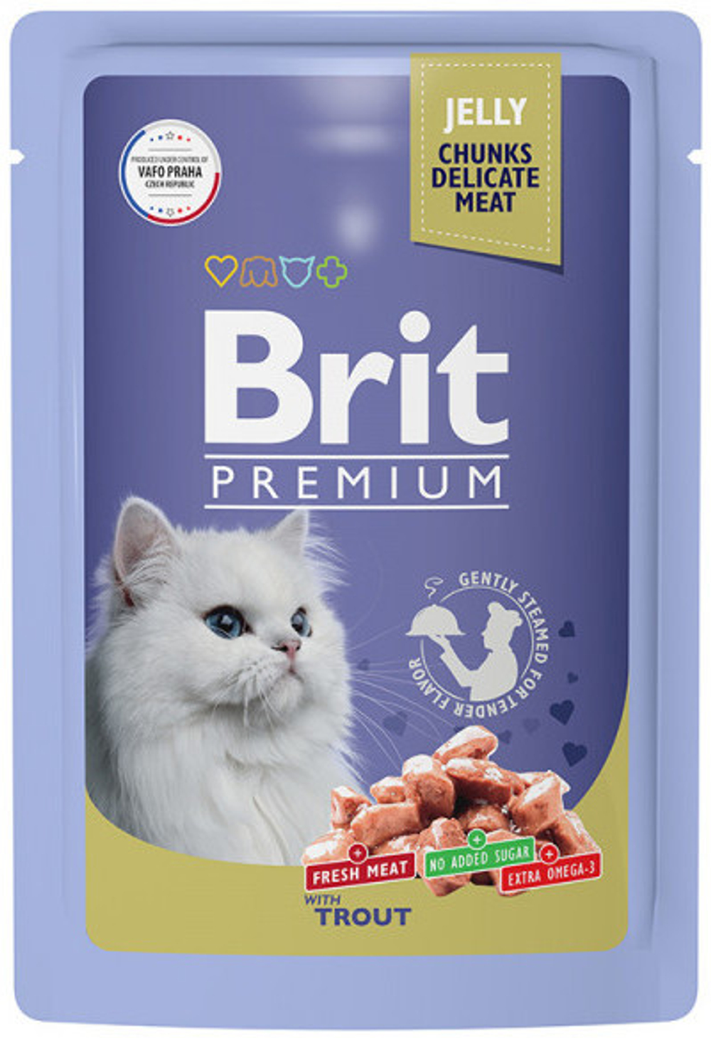 BRIT PREMIUM, Пауч для взрослых кошек, Форель в желе, 85 гр.