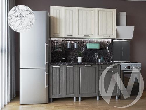 Кухня Лаура 1.6м (корпус белый/клен кремовый; клен серый) 38мм мрамор итальянский