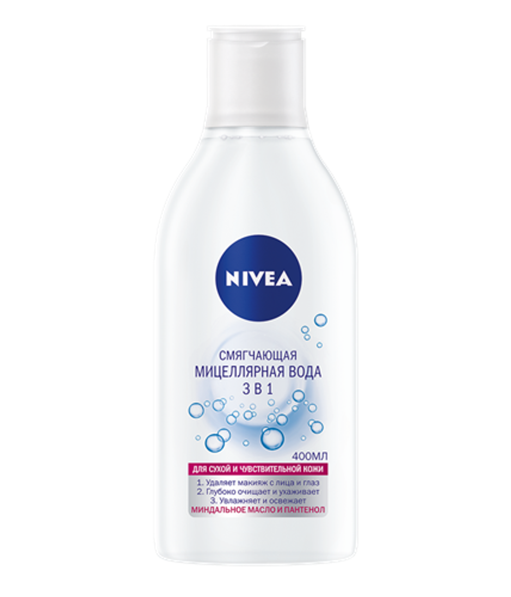 Nivea Вода мицеллярная Смягчающая 3в1, для сухой и чувствительной кожи, 400 мл