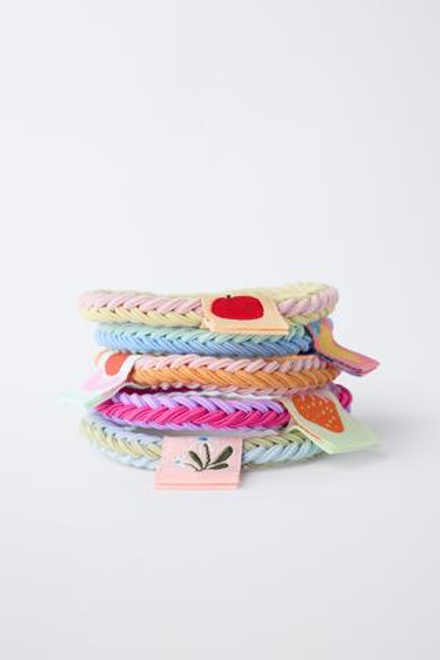 ZARA НАБОР ИЗ ПЯТИ РЕЗИНОК ДЛЯ ВОЛОС С ЭТИКЕТКОЙ, РАЗНОЦВЕТНЫЙ