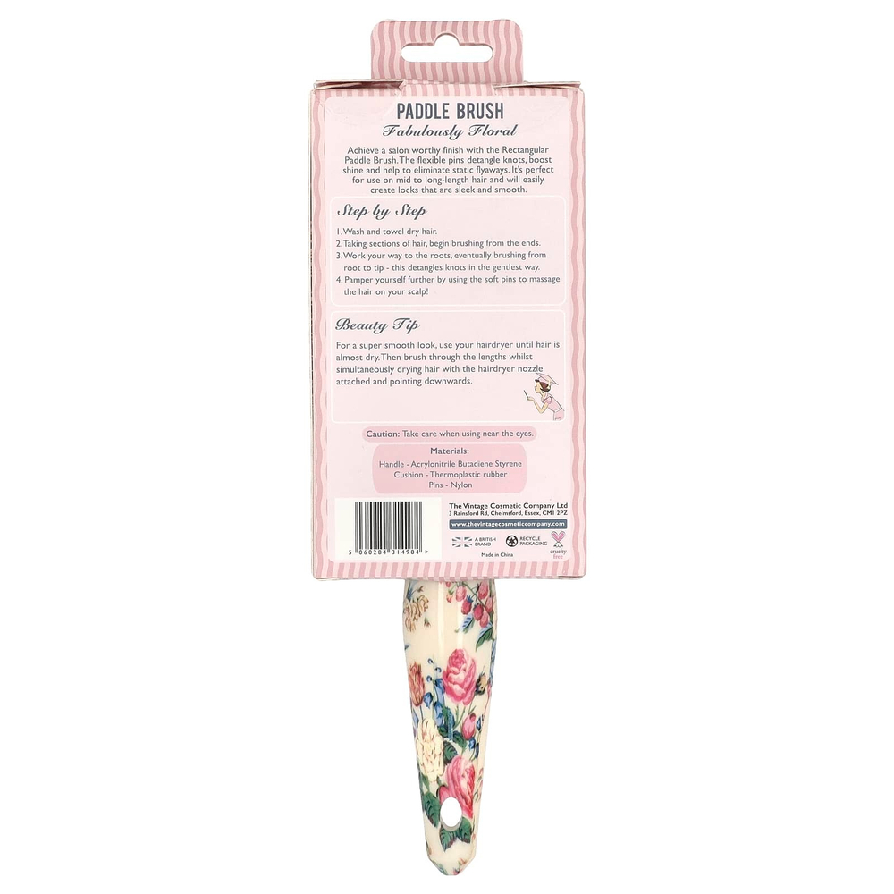 The Vintage Cosmetic Company, Прямоугольная кисть, с цветочным принтом, 1 шт.