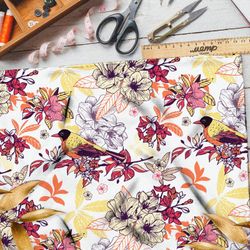 Ткань поплин птички на ветках