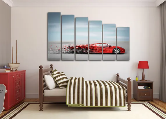 Модульная картина "Красный Автомобиль"