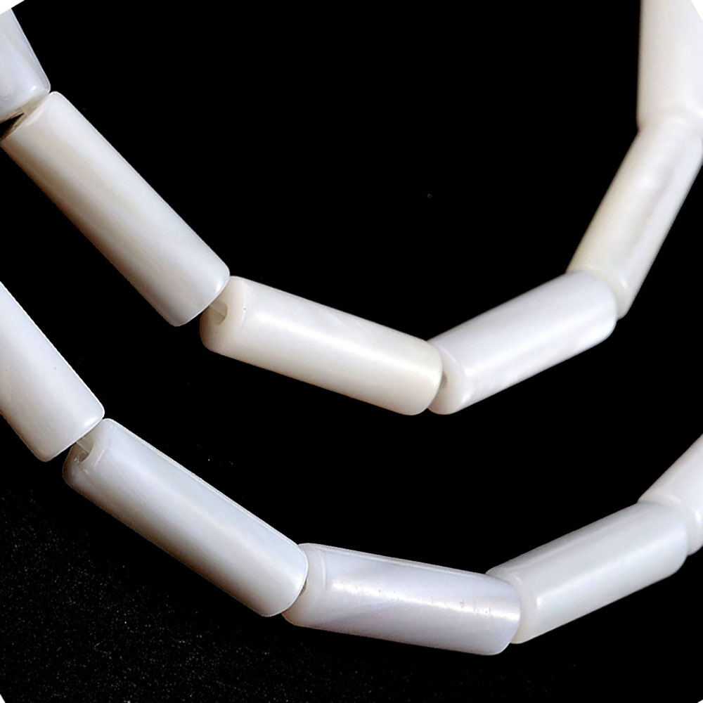 Бусина трубочка кварцит белый(3шт)