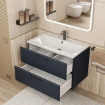Тумба с раковиной для ванной Uperwood Foster New 80 см, подвесная, черная