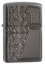 Зажигалка Zippo Armor с покрытием Black Ice, латунь/сталь,чёрная, глянцевая, 36x12x56 мм