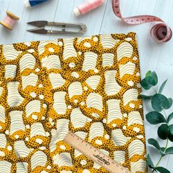 Ткань премиум интерлок золотая абстракция