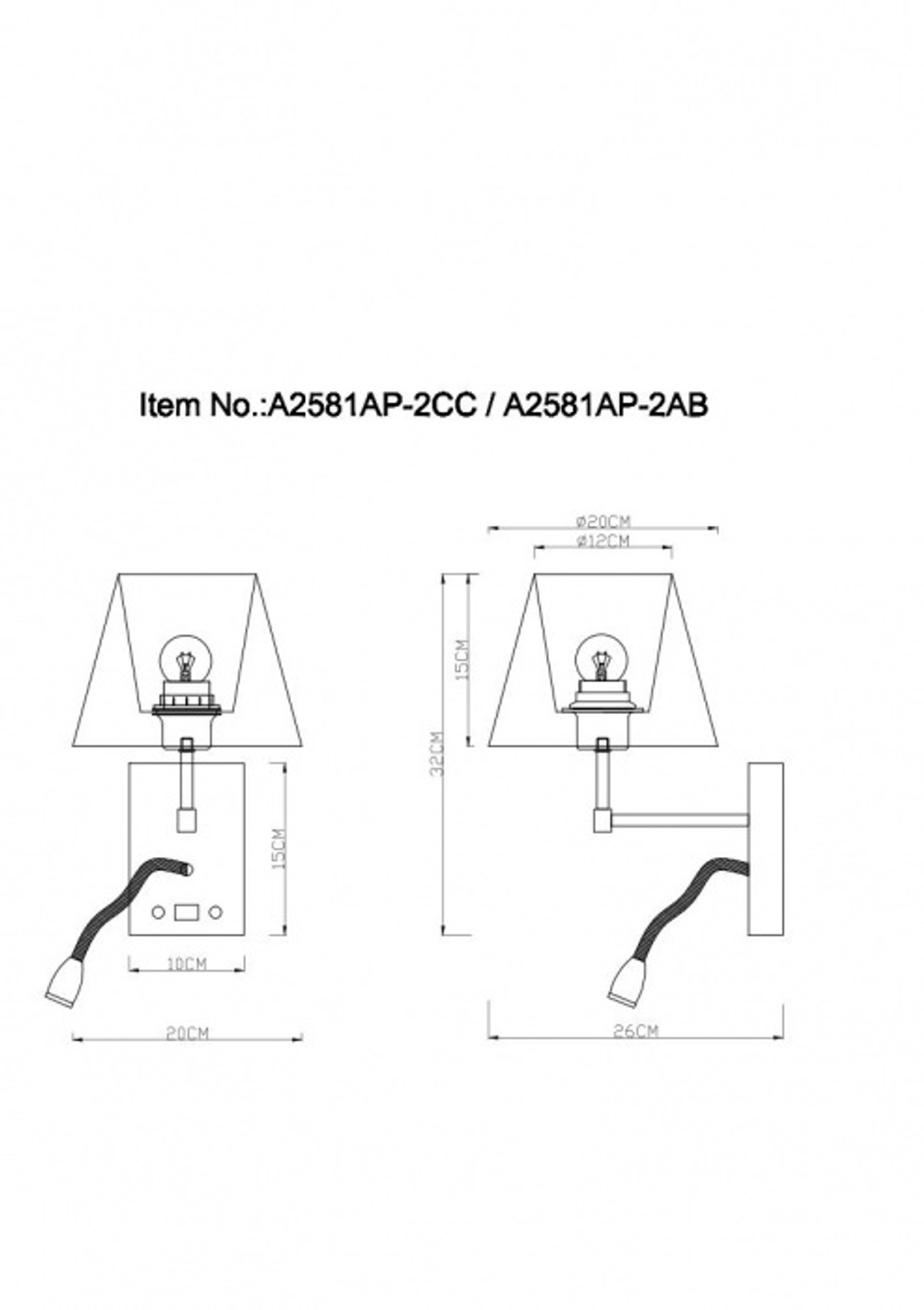 Настенный светильник Arte Lamp Elba A2581AP-2CC