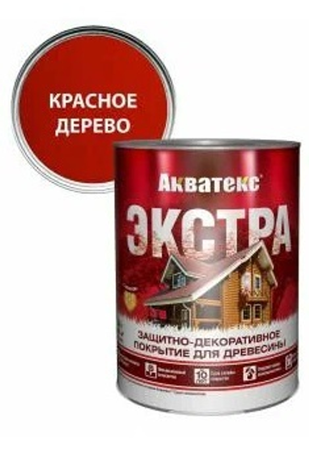Защитно-декоративное покрытие для дерева АКВАТЕКС ЭКСТРА, красное дерево, 0.8 л