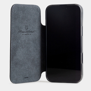 Чехол для iPhone 16 Pro Max из кожи сафьяно, серого цвета