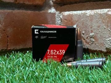 Патрон охотничий 7,62х39 FMJ; масса 124 гр; оболочка биметал; 20 шт/уп; гк Калашников