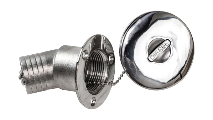 Горловина заливная для дизтоплива, угловая, под шланг 38 мм, Marine Rocket