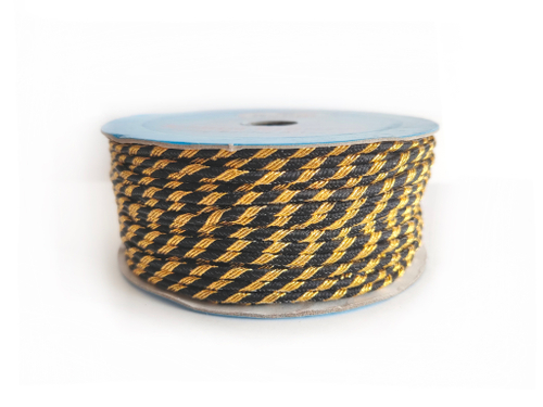 Шнур декоративный отделочный с люрексом 2,5мм золото/черный