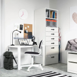 Комод детский - IKEA PLATSA/SMÅSTAD/SMASTAD, 60x55x180 см, белый/серый, ИКЕА