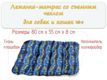 Лежак-матрас для собак и кошек №4 сине-зеленый