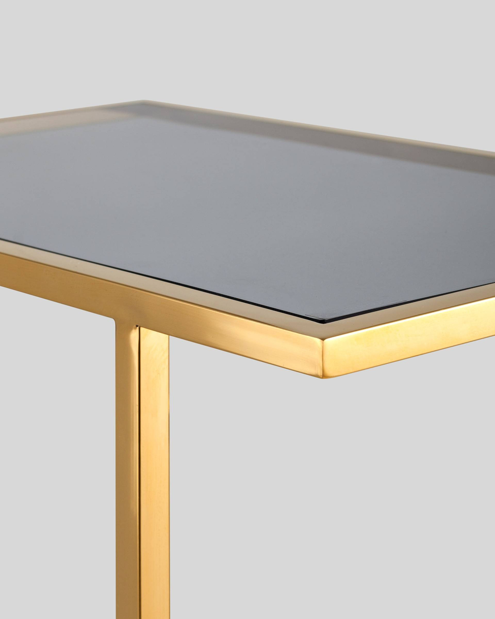 Журнальный столик 50*32 БОСТОН стекло smoke сталь золото