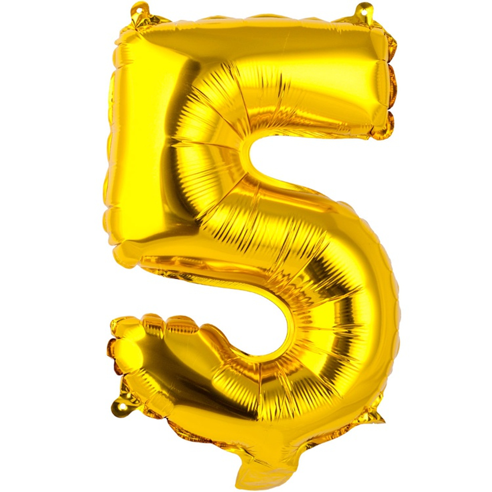 Шар фольгированный Цифра 5 35 см (Золотой)