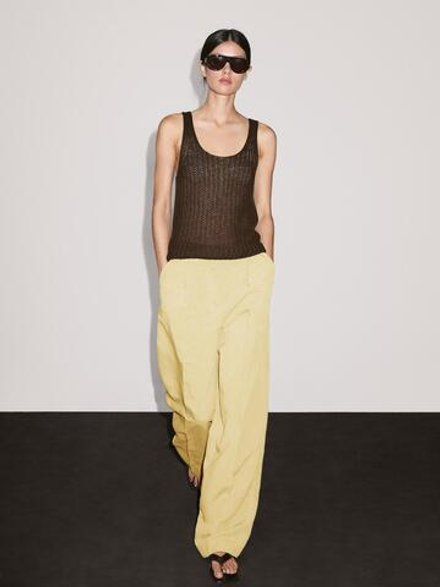 Massimo Dutti Костюмные брюки с защипами, лимонно-желтый