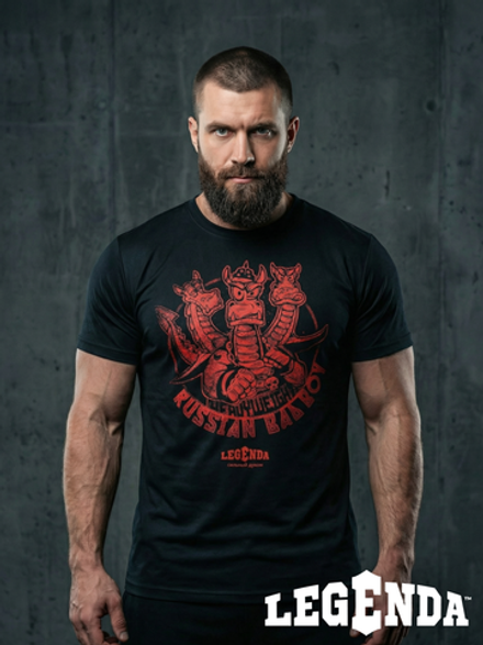 Футболка тренировочная мужская черная LEGENDA Горыныч красный