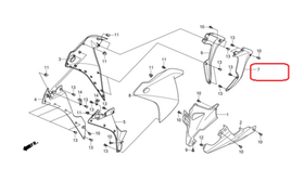 64380-KYJ-900ZG. PANEL, L. MIDDLE *NH1* (NH1 BLACK). Honda CBR250R/RA 2011-2014