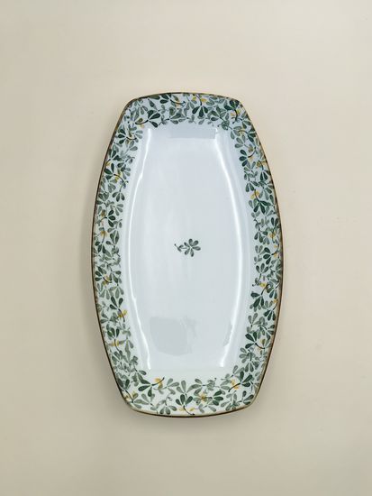 Блюдо овальное 30 см. "Япония" зеленый декор