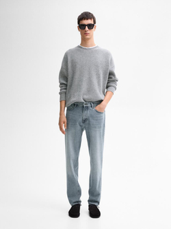 Massimo Dutti Зауженные джинсы из ткани с эффектом потертости, серый