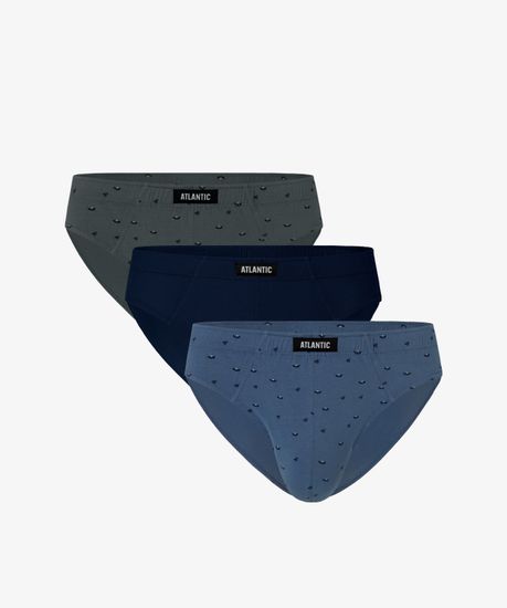Мужские трусы (3шт) слипы спорт Atlantic 3MP-115, светлый графит + темно-синие + деним