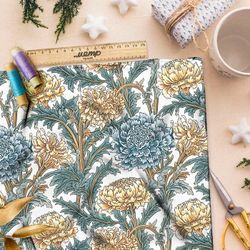 Ткань премиум мембрана графические хризантемы