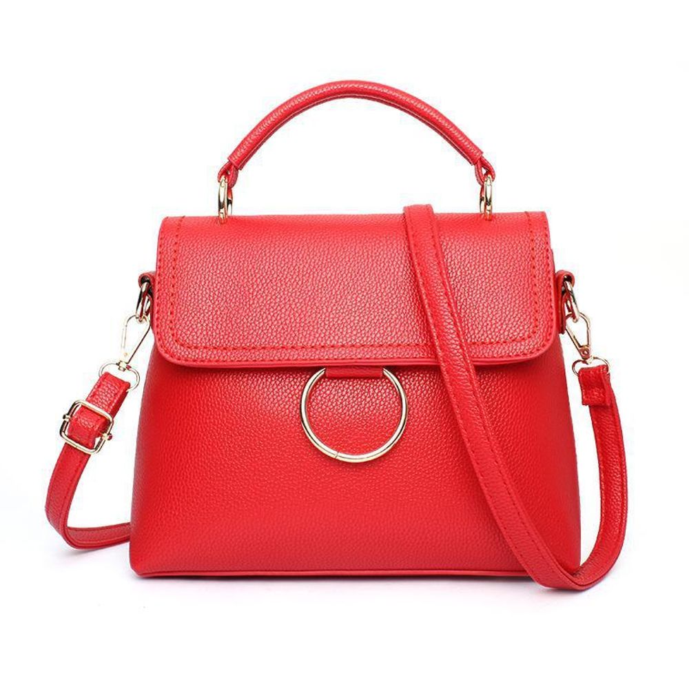 Средняя стильная женская повседневная сумка красного цвета из экокожи Dublecity 7468-3 Red wine