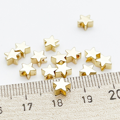 Бусина Звезда, цвет золото, размер 6 мм, цена за 1 шт