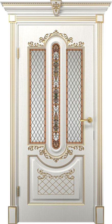 Межкомнатные двери VellDoris ОЛИМПИЯ, Белое дерево патина золото