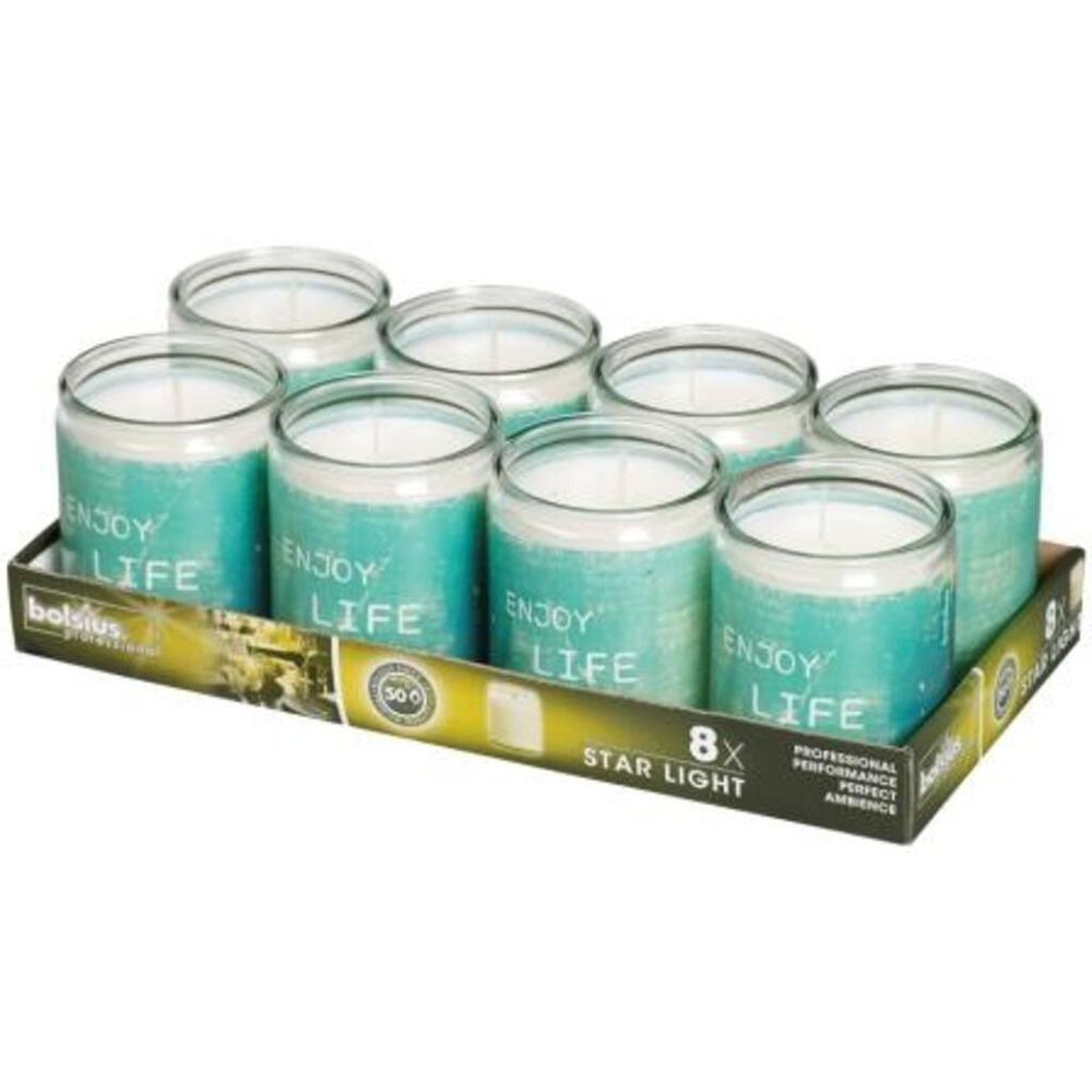 Свеча Bolsius сервировочная в стеклянной банке "Ocean", 50 часов горения, 100% парафин