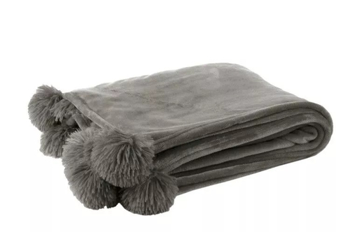 Плед "Пом-пон" темно-серый 130x170см