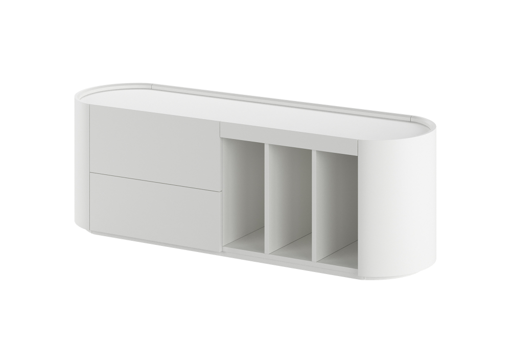 Тумба Lagom под ТВ 2 ящика 3 ниши ширина 140 см (белый)