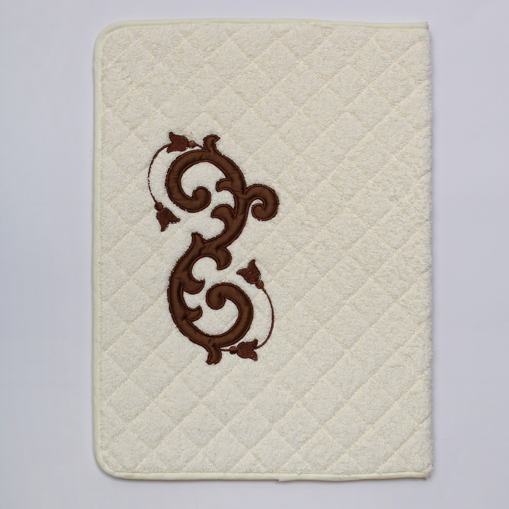 Элитный коврик для ванной Ricciolo бежевый с коричневой аппликацией от Old Florence фото