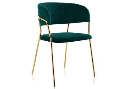 Стул на металлокаркасе Woodville Kamelia зеленый, золото