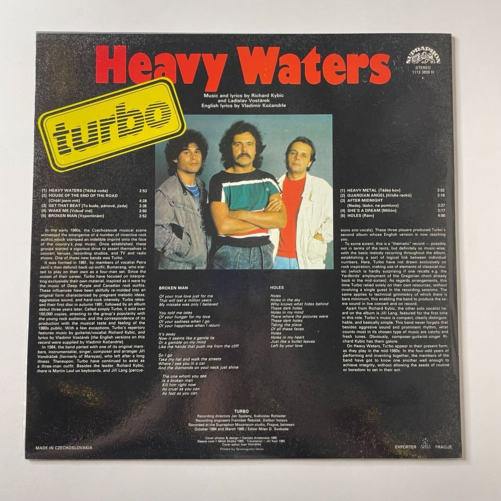 Винтажная виниловая пластинка LP Turbo Heavy Waters (Чехословакия 1985)