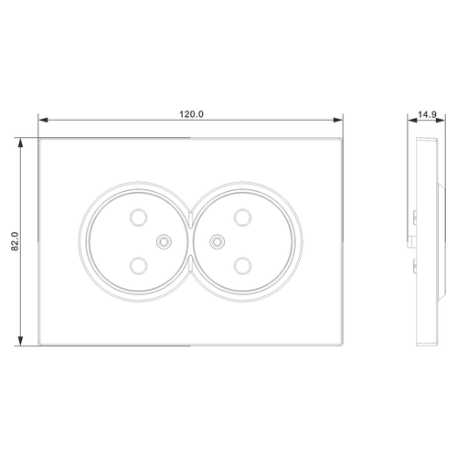 Накладка для розетки 2-й без заземления, со шторками 16A 250 В~, глянцевый белый, серия A07
